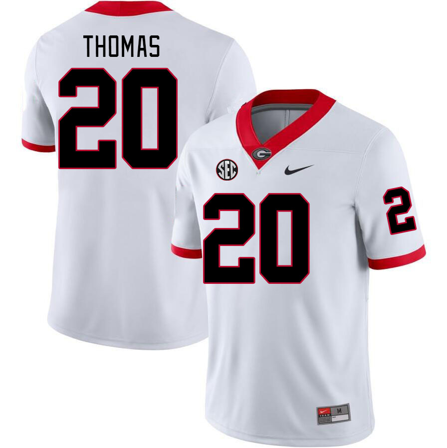 Georgia Bulldogs #20 JaCorey Thomas College Football Jerseys Stitched-White
